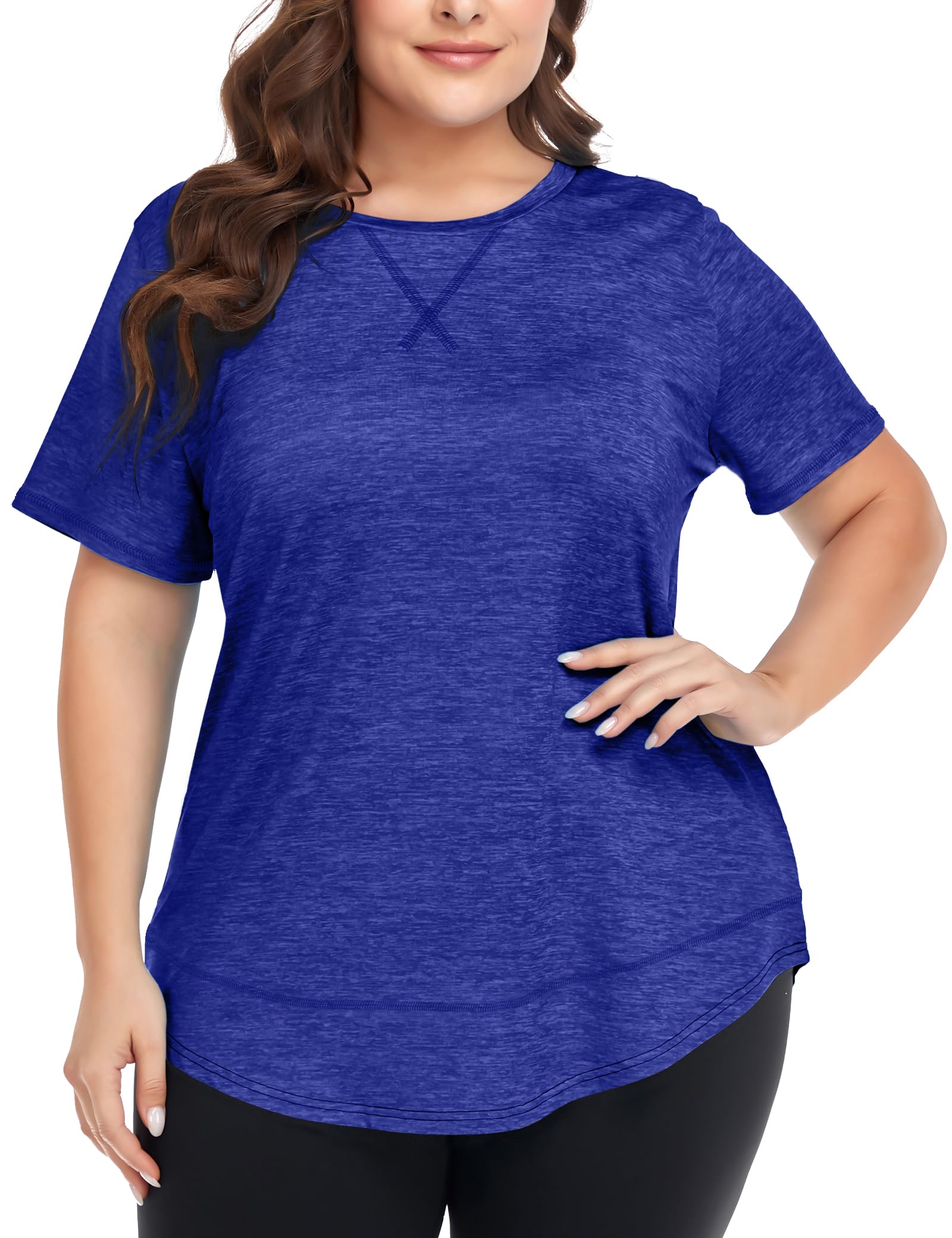 COOTRY Plus Size Workout Tops for Women Short Sleeve Athletic Yoga Shirts