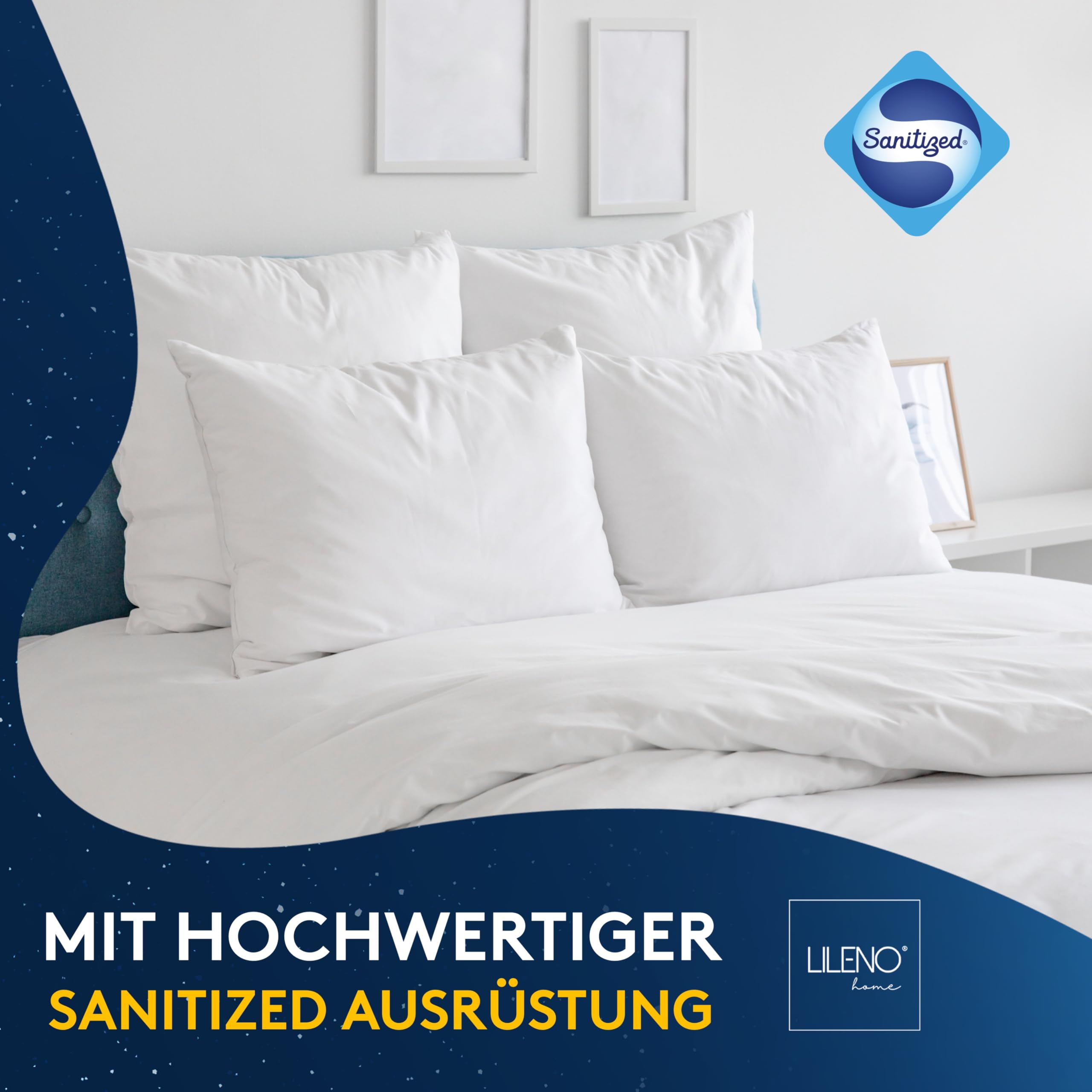 LILENO HOME Poduszka 80 x 80 [zestaw 2 szt.] – idealna na kołdrę 135 x 200 cm – odporna na gotowanie do 95°C i antybakteryjna – poduszka dla alergików