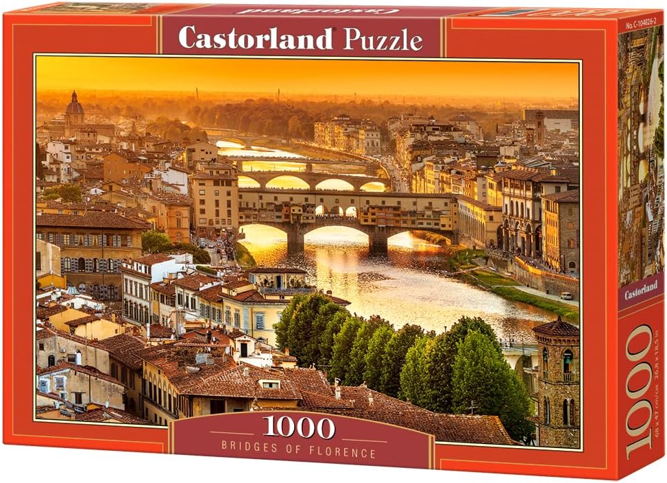 Castorland1000 Piece Jigsaw Puzzle, Bridges of Florence, Arno, Tuscany, Puzzle of Italy, Adult Puzzle, Castorland C-104826-2