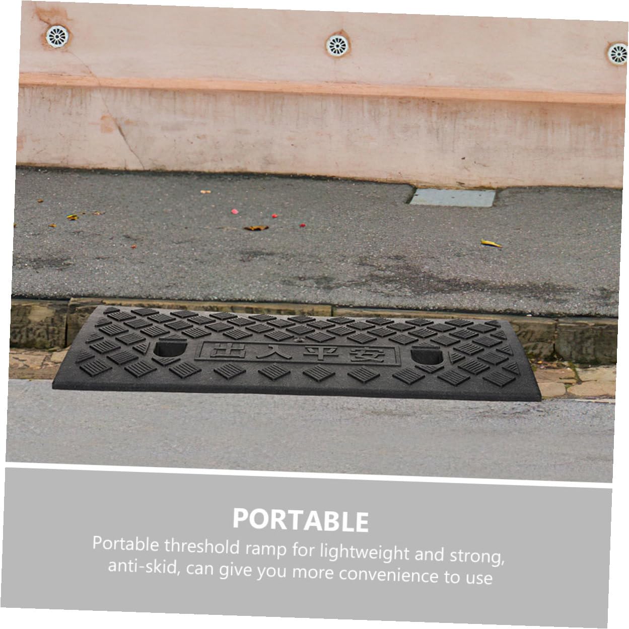 Rampa per Soglia Auto in Gomma Nera Portatile e Resistente per Gradini Interni e Soglie di Porte Superficie Antiscivolo