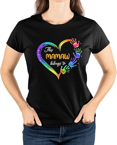 Miniatura 4 de Camisa personalizada con las manos con nombre de Mamaw Belongs to Grandchildren Regalo personalizado para el día de la madre, Navidad, cumpleaños
