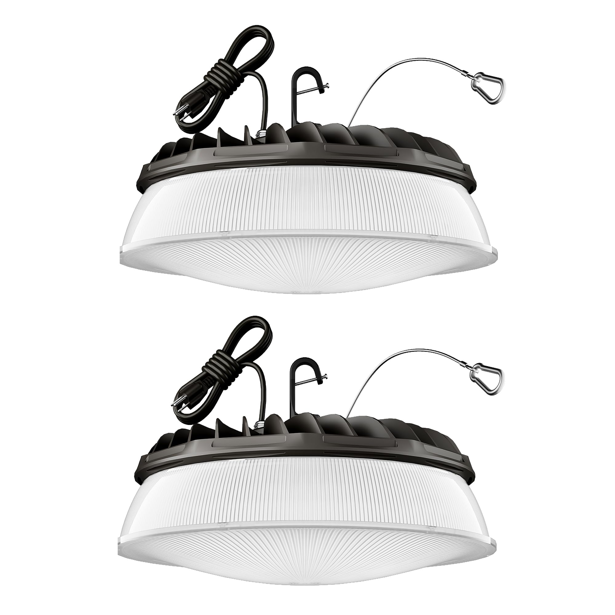 Elaruslux 200W 2 Pack UFO LED High Bay Light with Diffuser 28,000lm 5000K LED High Bay Lights AC110-277V 5' Cable with Plug Waterproof UFO Lights for