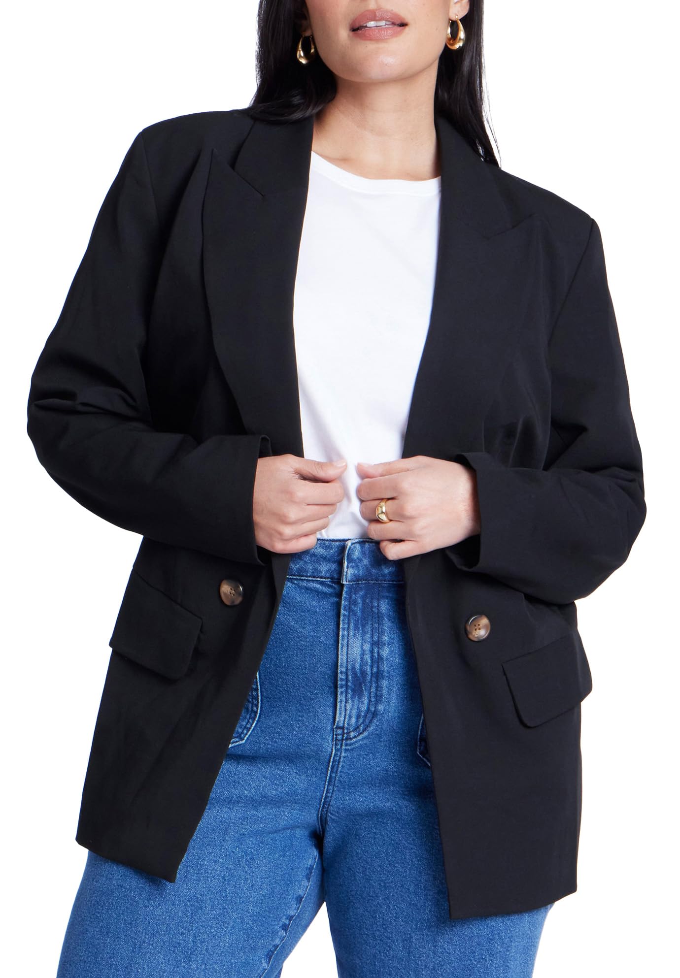 ELOQUII Womens Plus Size Long Relaxed Blazer