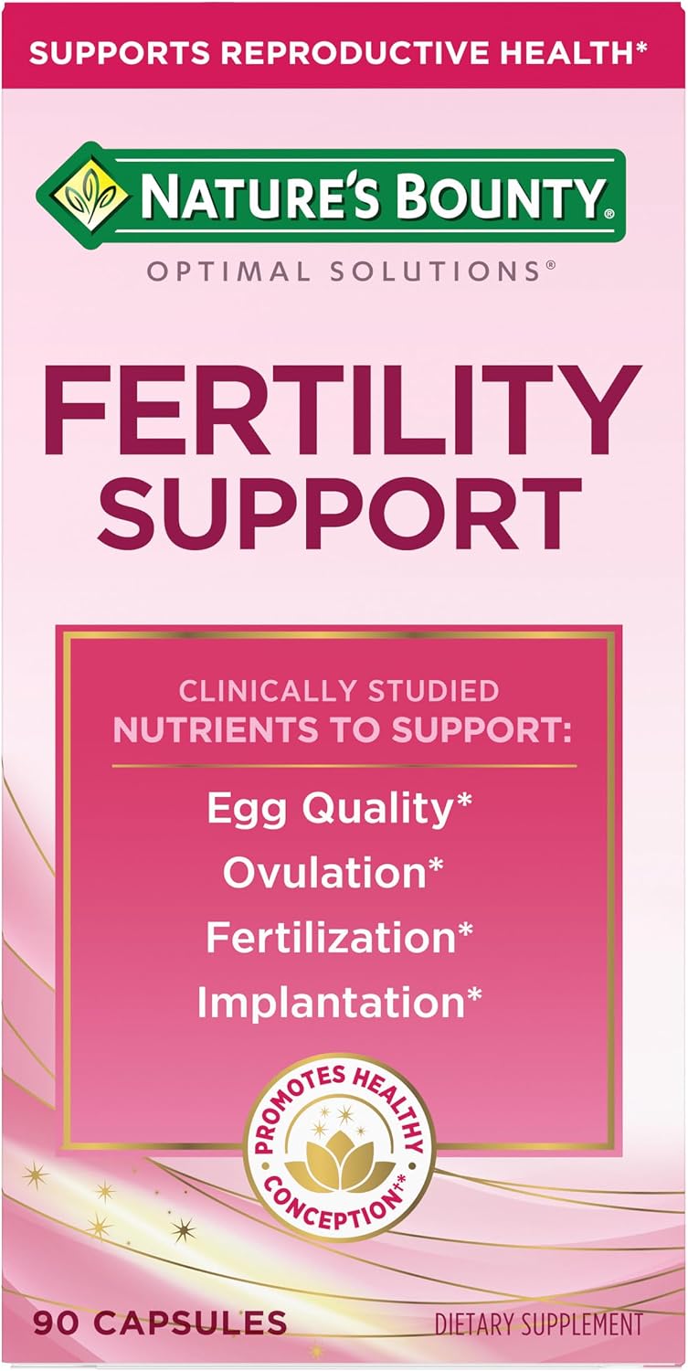 Nature’s Bounty Optimal Solutions Fertility Support, with Clinically Studied Nutrients NAC, Selenium and Vitamin E Plus Vitamin D and CoQ10 to Support Ovulation and Fertilization – 90 Capsules