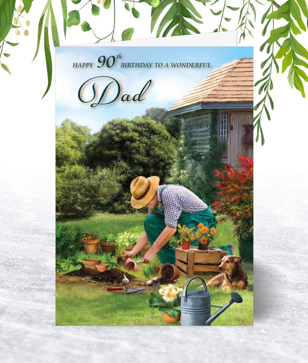 Olivia Samuel Biglietto Di Auguri 90° Compleanno Giardiniere – Formato A5, Carta 300g/m², Con Busta Autoadesiva