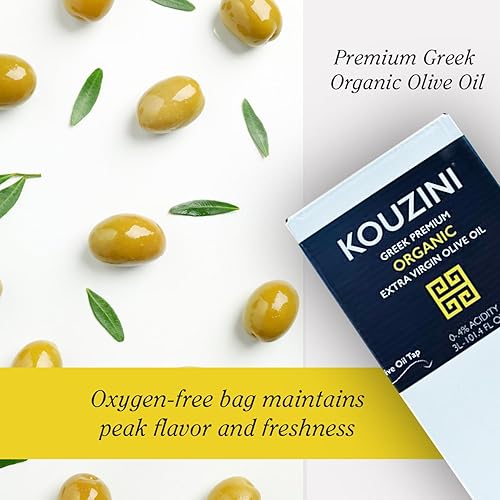 Miniatura 6 de Kouzini Aceite de oliva virgen extra orgánico, bolsa en caja, 3 litros, aceite de oliva griego orgánico de primera calidad en una práctica bolsa de
