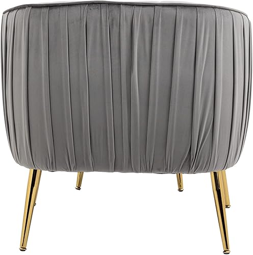 Miniatura 5 de PBOGHLRD Sofá decorativo de terciopelo con reposapiés, moderna silla con brazo de barril con patas de metal dorado, cómoda silla tapizada individual