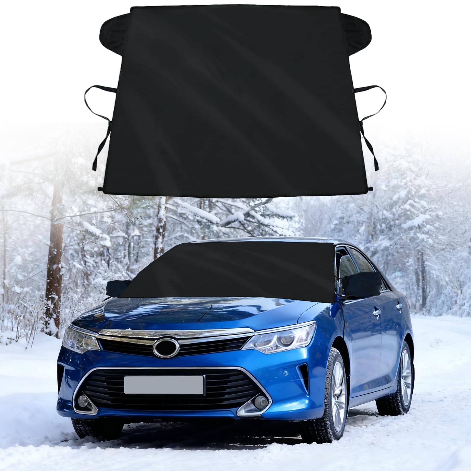 for Toyota Camry 2018-2024 LE XLE Hybrid SE XSE Windshield Cover for Ice and Snow, Enhanced 600D Oxford Fabric Windshield Frost Cover for Camry Waterproof Windshield Snow Cover Car Accessories