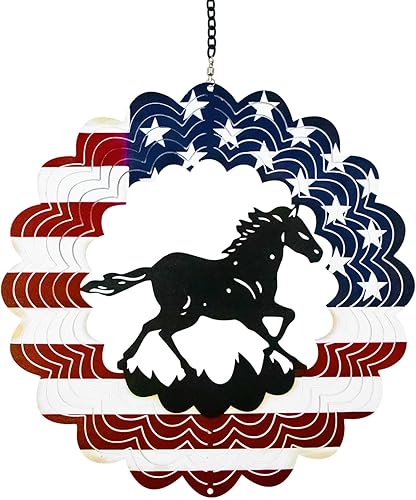 Molinillos de viento de metal para caballos, regalos ideales para hombres y mujeres, molinillo de viento 3D colgante de 12 pulgadas, esculturas de