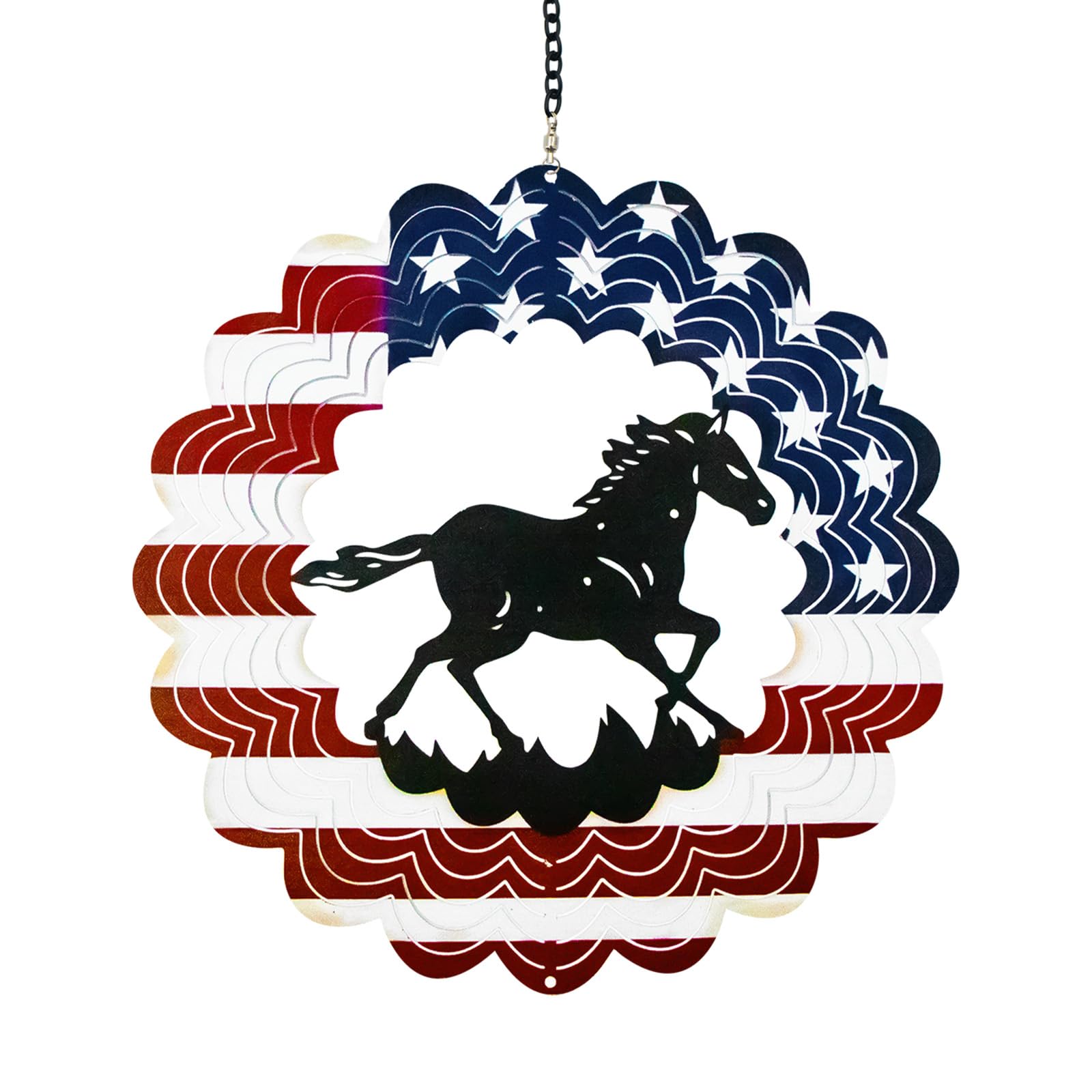 Horse Gifts for Women for Christmas, Horse Stuff American Flag for Men, Metal Wind Spinners Outdoor Decor, Birthday Gifts for Women, Presents Unique 12 Inch