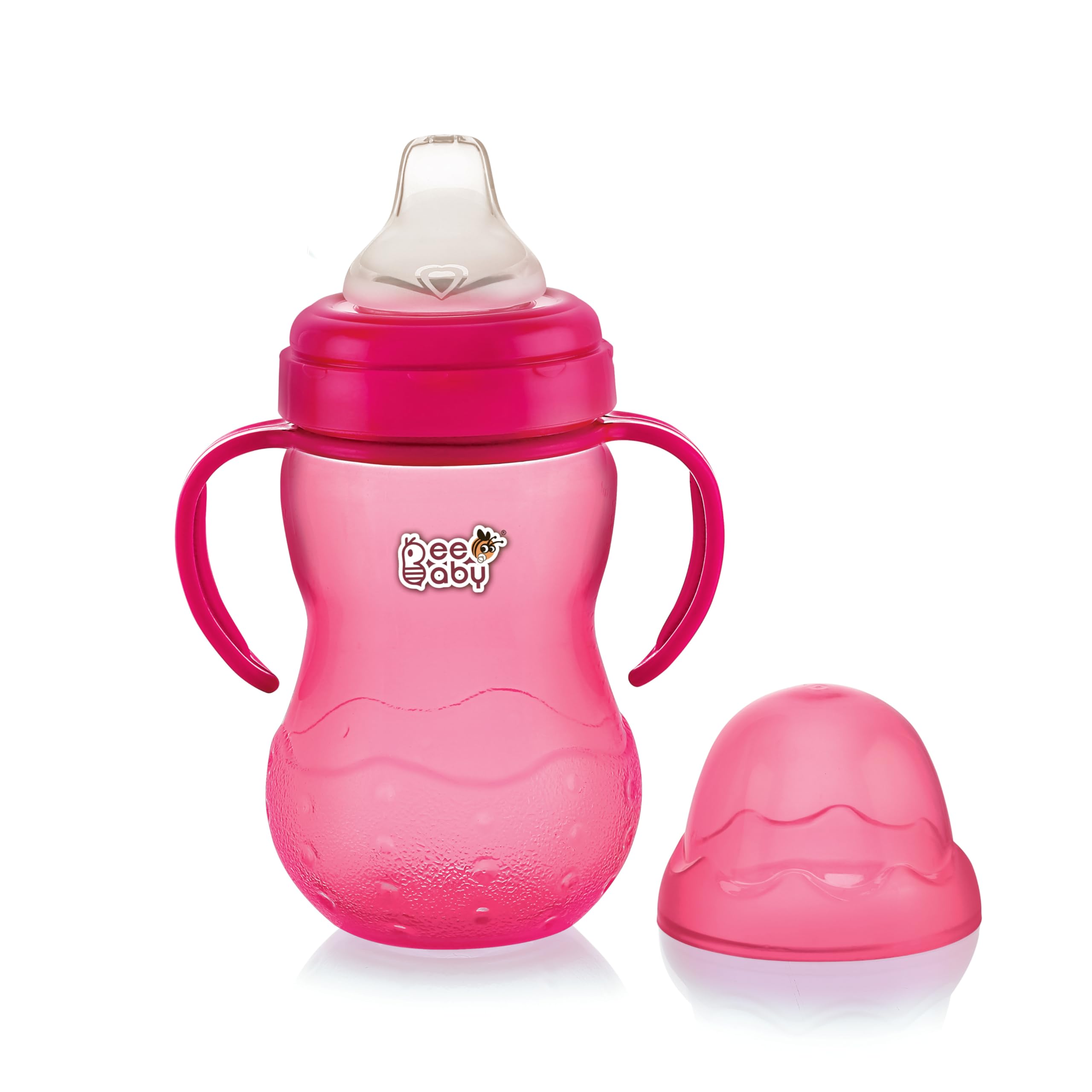 BEEBABY Grippee Soft Silicone Spout Sippy Cup with Handle for Babies, Leak Proof, Anti Spill Sipper for Baby 6 Months+, 100% BPA Free (Grippee - Pink, 300 ML)