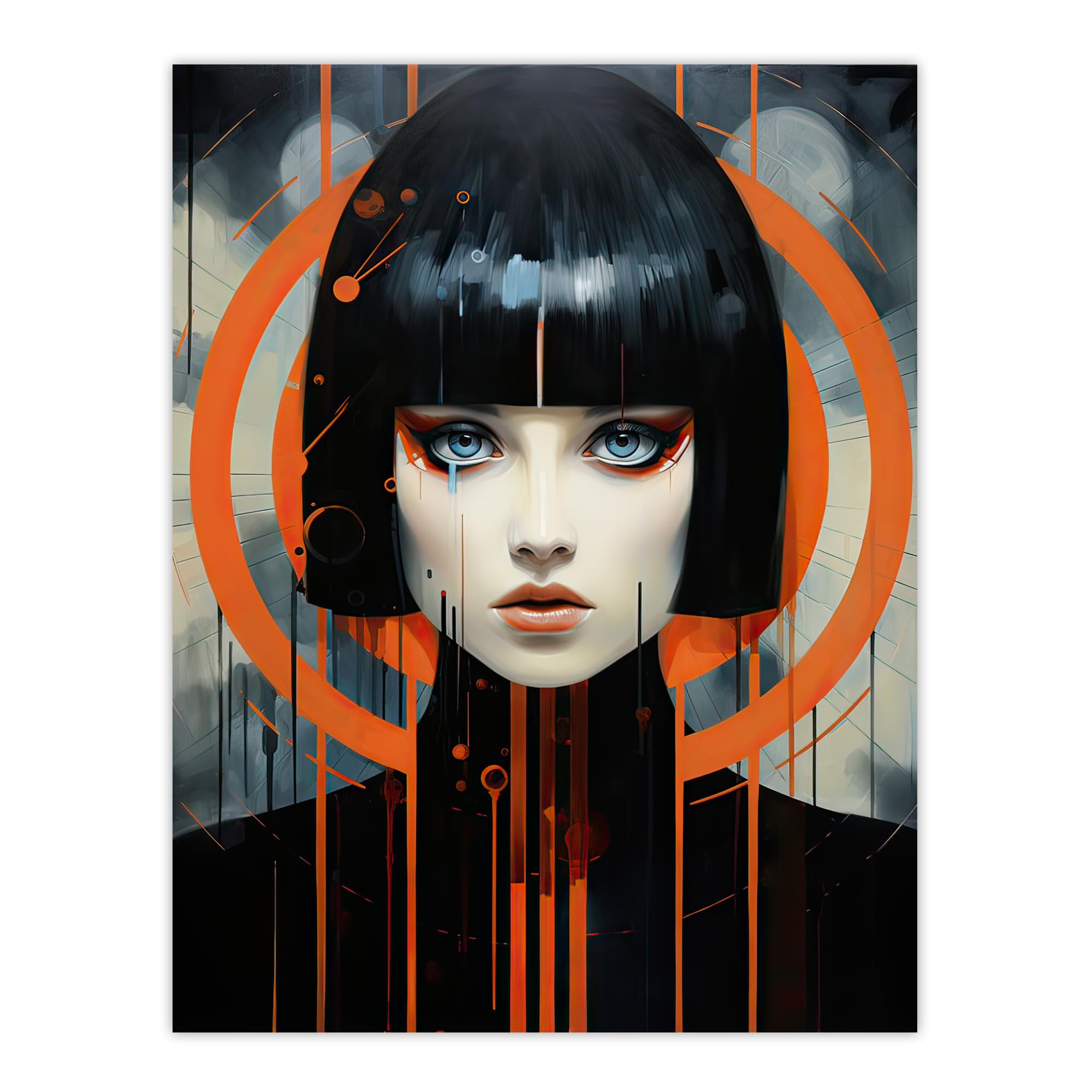 Artery8 Blade Runner Style Bullseye Woman Sci-Fi Futuristic Portrait Extra Large XL Wall Art Poster Print