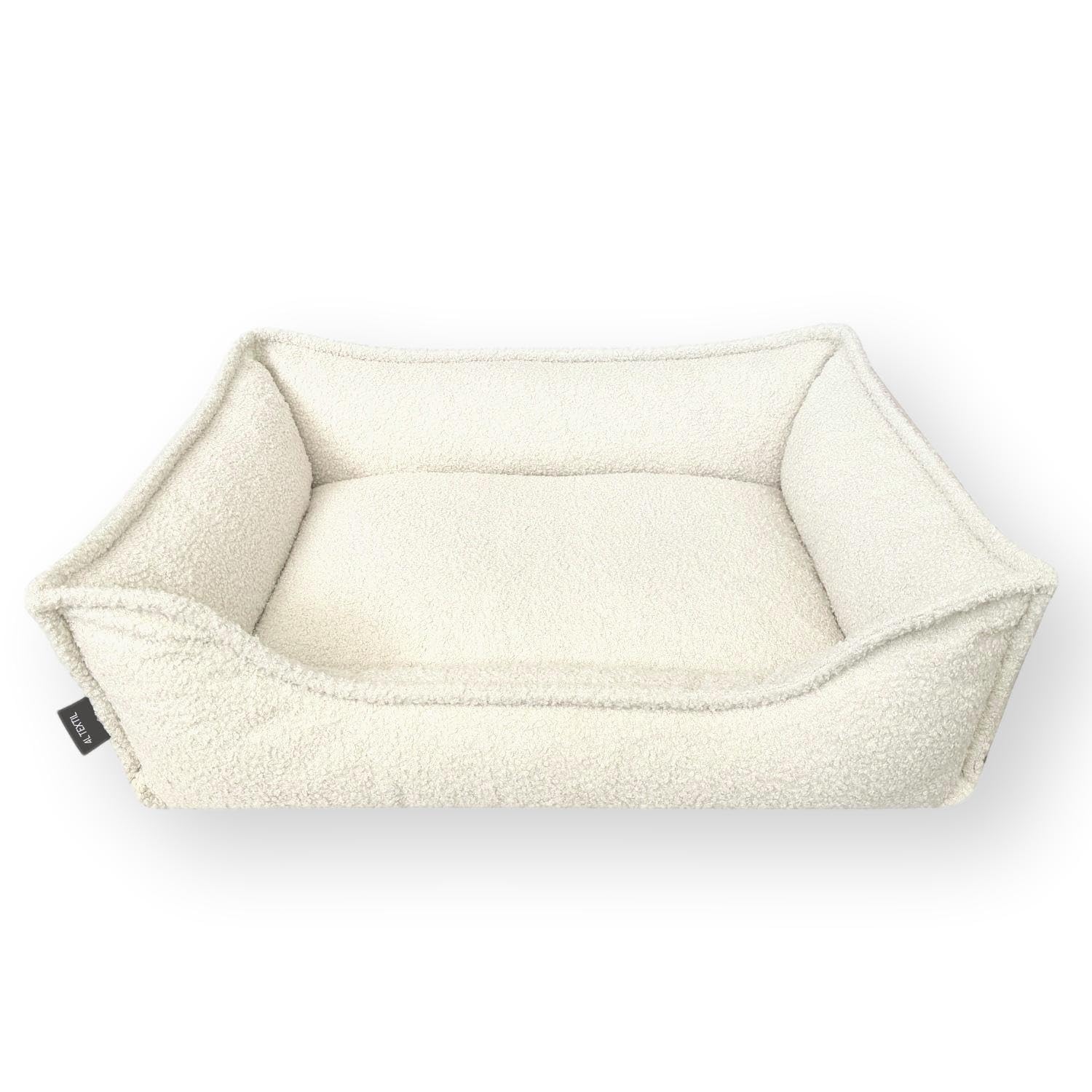 4L Textil Cama para perros de Bouclé Leo Premium-Line, ortopédica, mullida, con espuma viscoelástica (beis, 80 x 60 cm)
