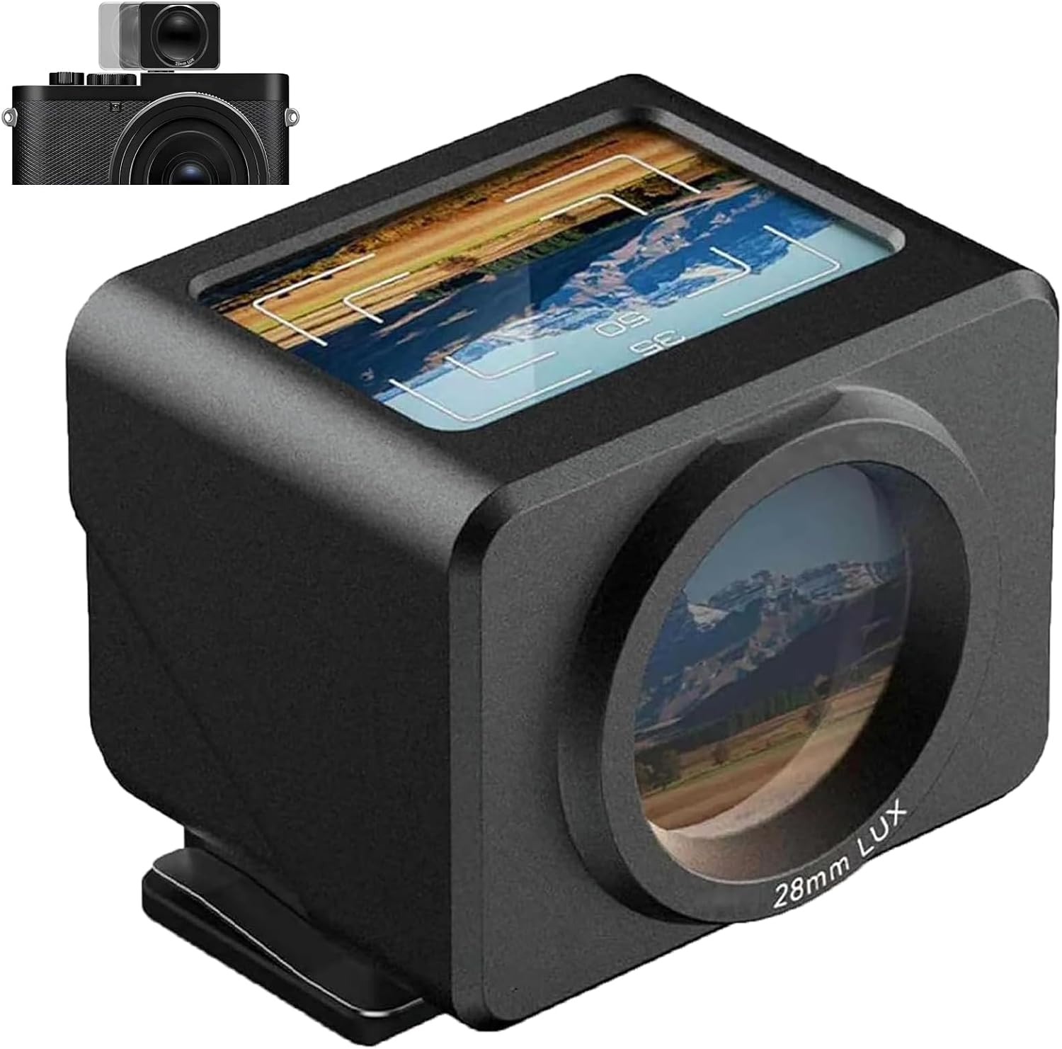 Visor Externo De La Cámara, Visor óptico A La Altura De La Cintura, con Marcas De Campo De Imagen De 35/50 Mm, Soporte Universal para Zapata Fría, Protector Solar Desmontable Y Plegable