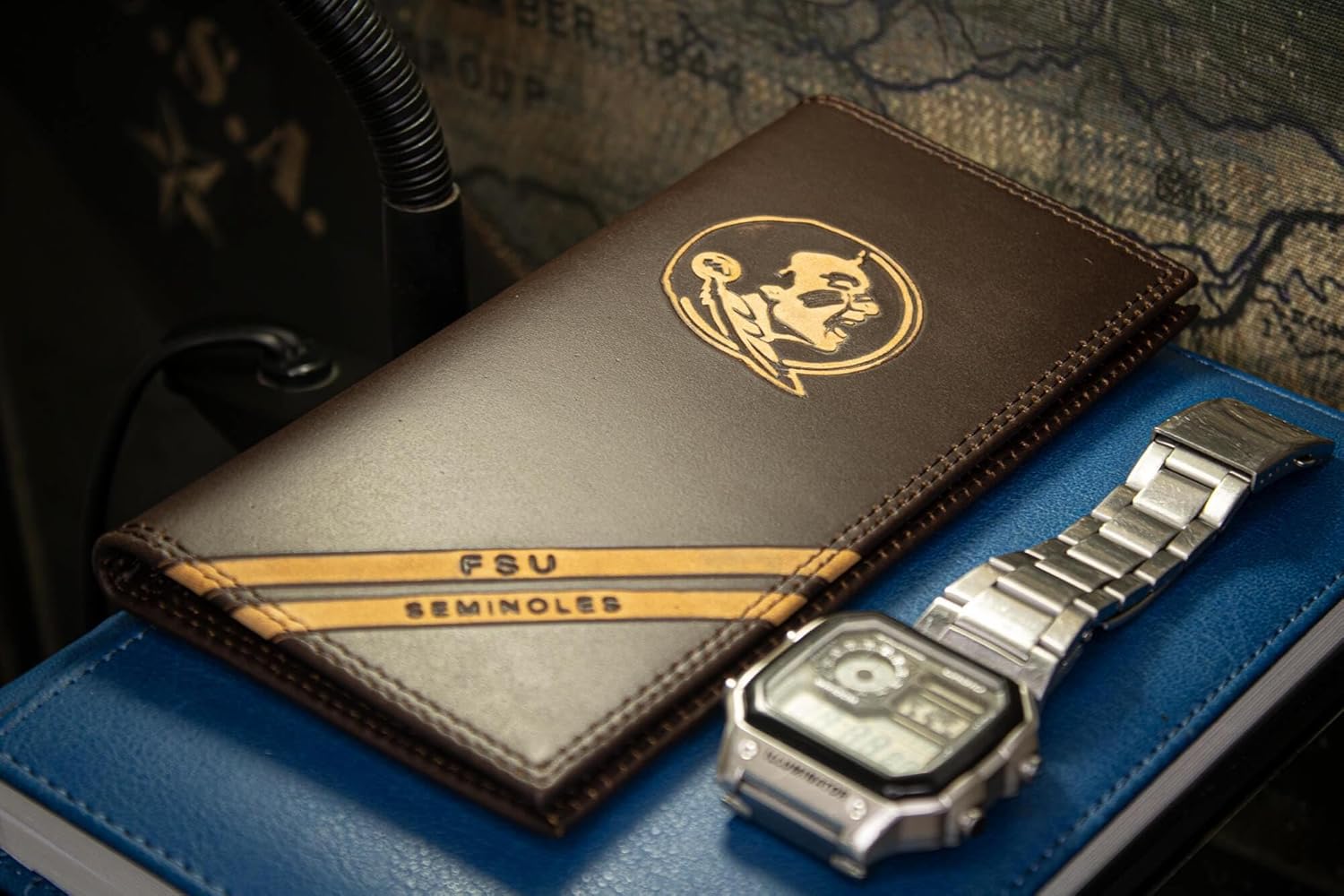 NCAA Florida State Seminoles Zep-Pro Pull-Up Leather Trifold Embossed Wallet, Brown