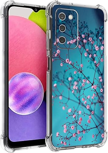 Funda para Galaxy A03s, protección contra caídas de flores de ciruelo, funda a prueba de golpes, carcasa protectora de cuerpo completo resistente a