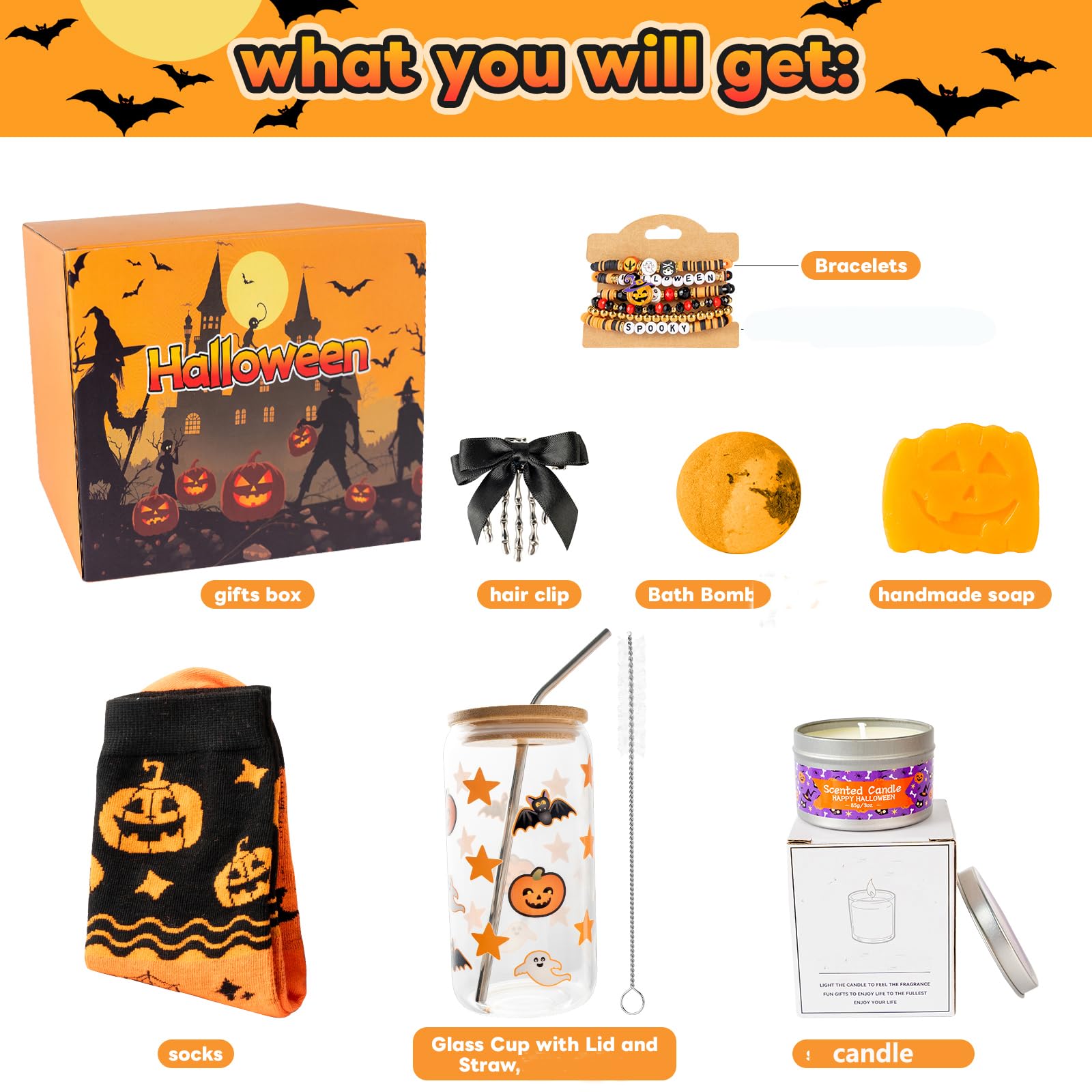 Boo Basket Stuffers per donne adolescenti, regali di Halloween per donne, adolescenti, ragazze, la sua migliore amica, sorella, figlia, mamma, moglie, fidanzata, collega, bestie, set regalo