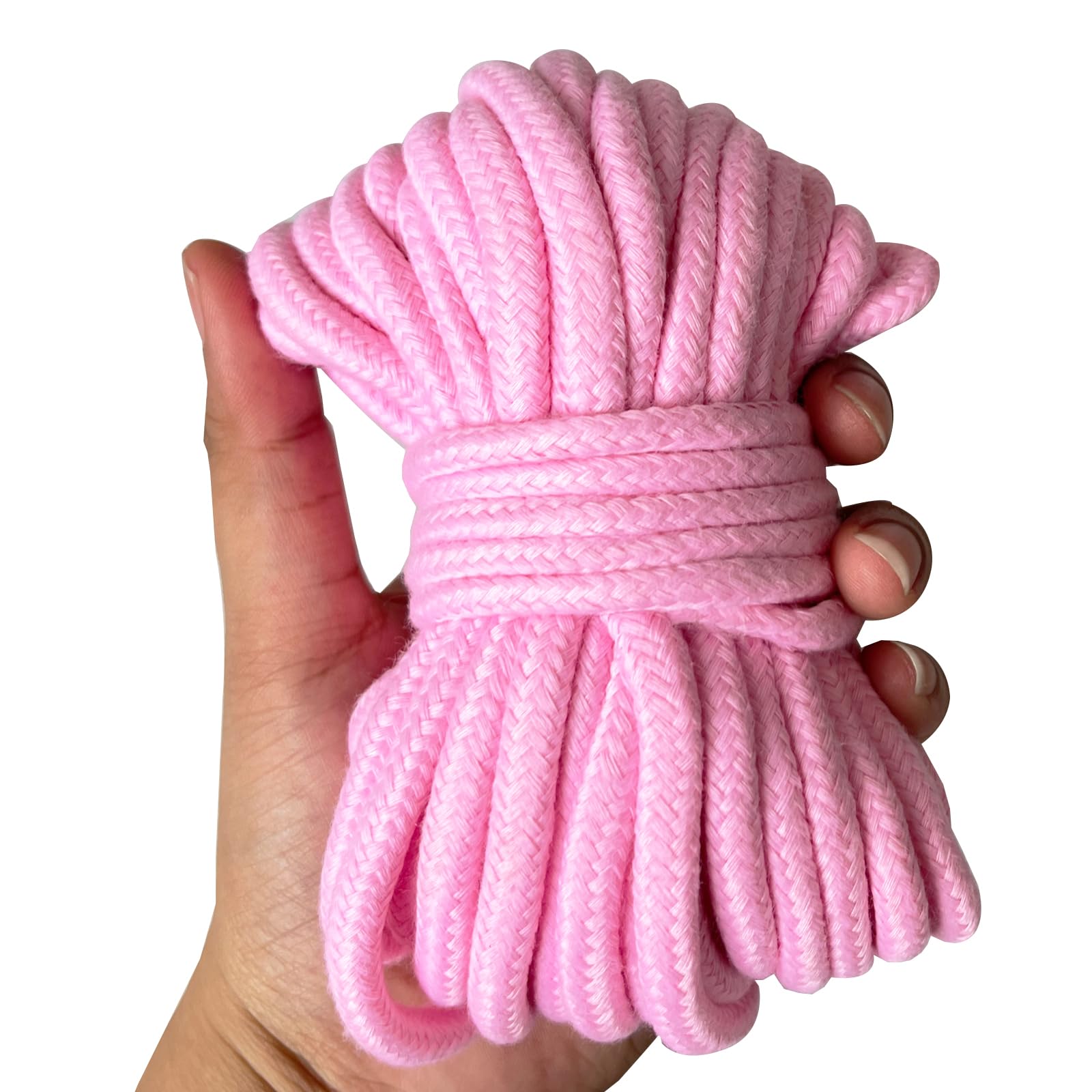 2 Pezzi Corda in Cotone Morbido, Rosa Corda in Cotone Morbido, Corda di Cotone Spessa Rosa, 10m/pc, per Campeggio, Rimorchio di Guerra, All'aperto Giardino (Rosa)