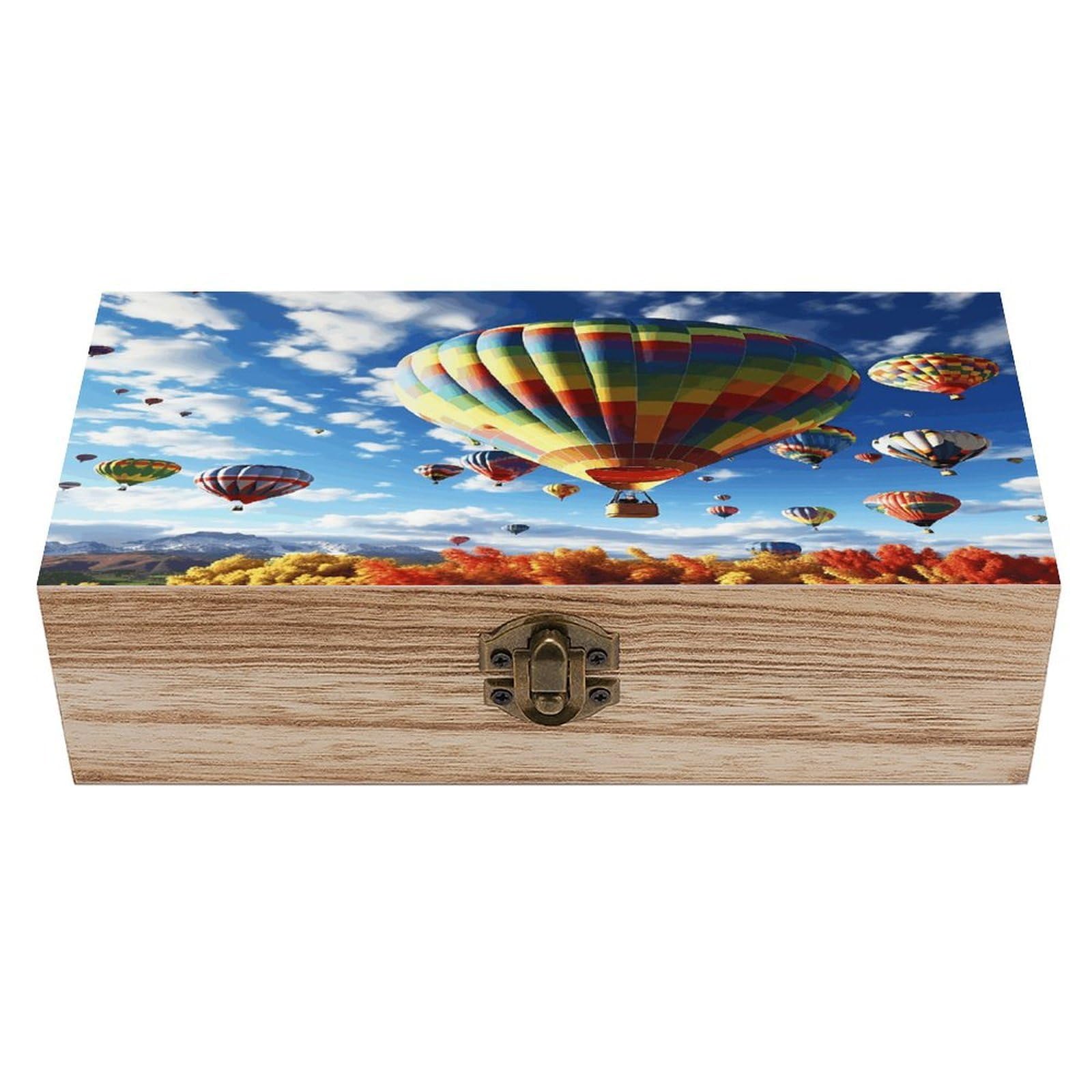 Coffre de rangement en bois montgolfière boîte souvenirs bijoux et photos de famille