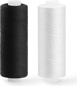 Black Sewing Thread, White Thread for Sewing Machine, 2 PCS 200 Yards | Sewing Threads for Sewing Machine, Polyester Thread for Sewing Machine, White Thread for Sewing, Hand Stitching, Embroidery
