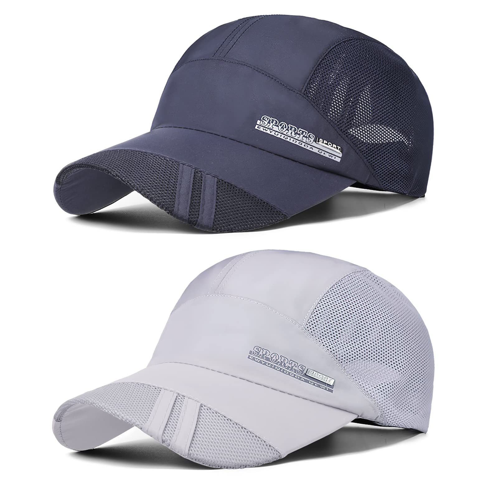 TAGVO Gorra de béisbol de Malla Deportiva, Paquete de 2 Malla Transpirable de Verano Gorras de Sol de béisbol de Secado rápido Gorra de Visera ejecutiva Unisex con Cierre de Hebilla Ajustable
