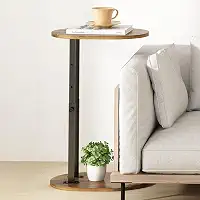 Mesa Lateral Tipo C, Mesa Lateral Retrátil, Suporte de Sofá, Sólido e Estável, Adequado para Mesas Auxiliares em Quartos, Salas de Estar e Escritórios, Marrom