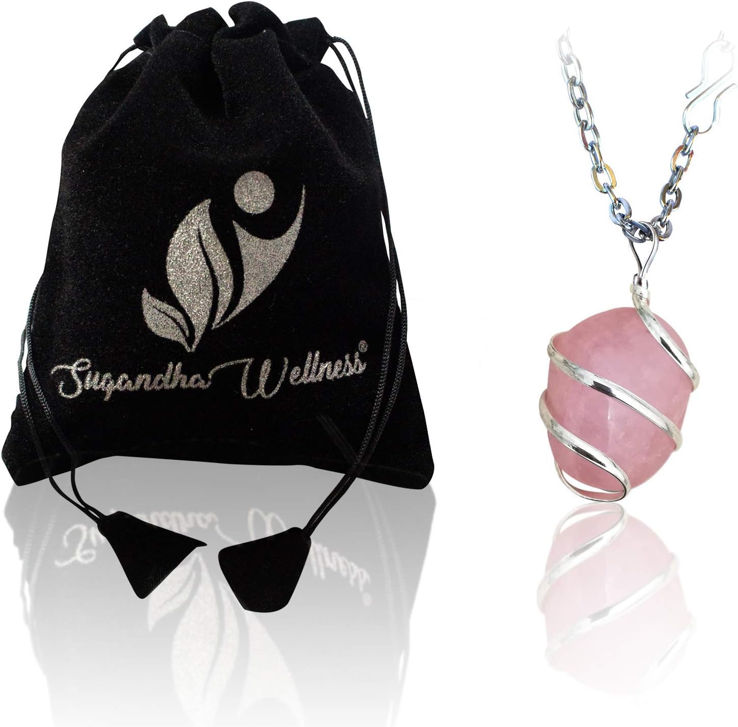 Rose Quartz Crystal Healing Necklace - For Heart Chakra | Provides Unconditional True Love in Relationships. Removes Negativity and Instills Loving Vibes, Healing And Self-Love | With Stylish Chain