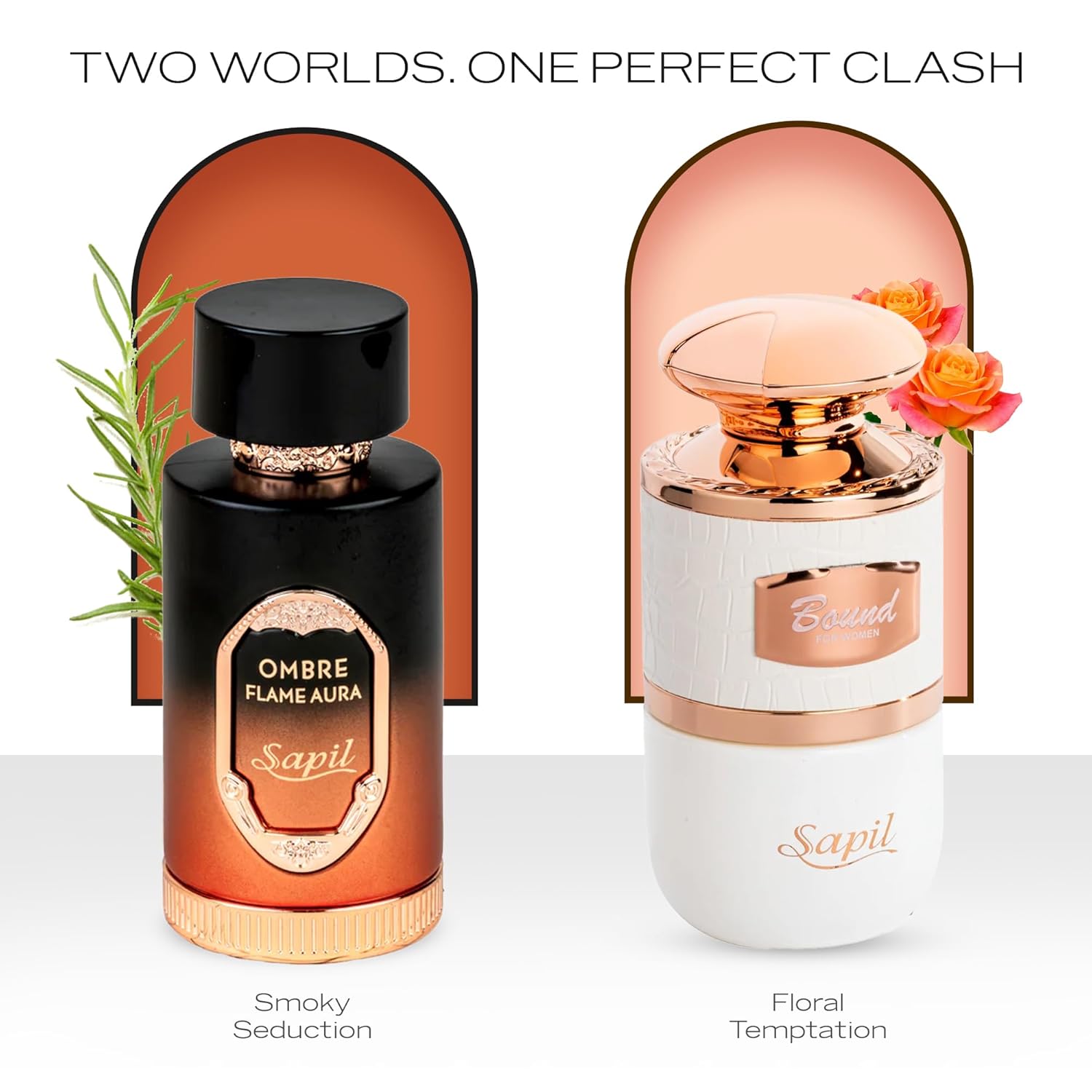 Sapil Ombre Flame Aura & Bound Women’s Fragrance Set - 3.38 oz & 3.4 oz EDP Duo - Long-Lasting Spicy Oud & Fruity Floral Scents - Luxury Arabic Perfume Gift - Image 4
