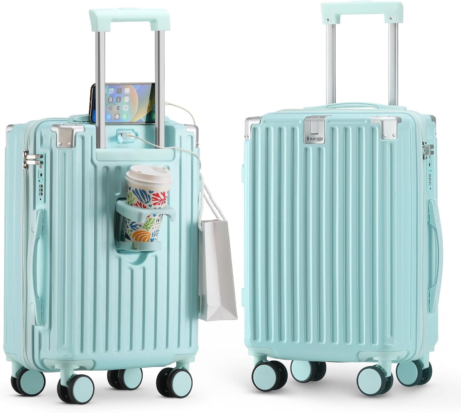 20 Inch Carry on Luggage Carry-on with Cup Holder & USB Port, Luggage with Airline Approved TSA Lock, Softside Lightweight carry on luggage 22 x 14 x 9 airline approved 360° Spinner Double Wheels