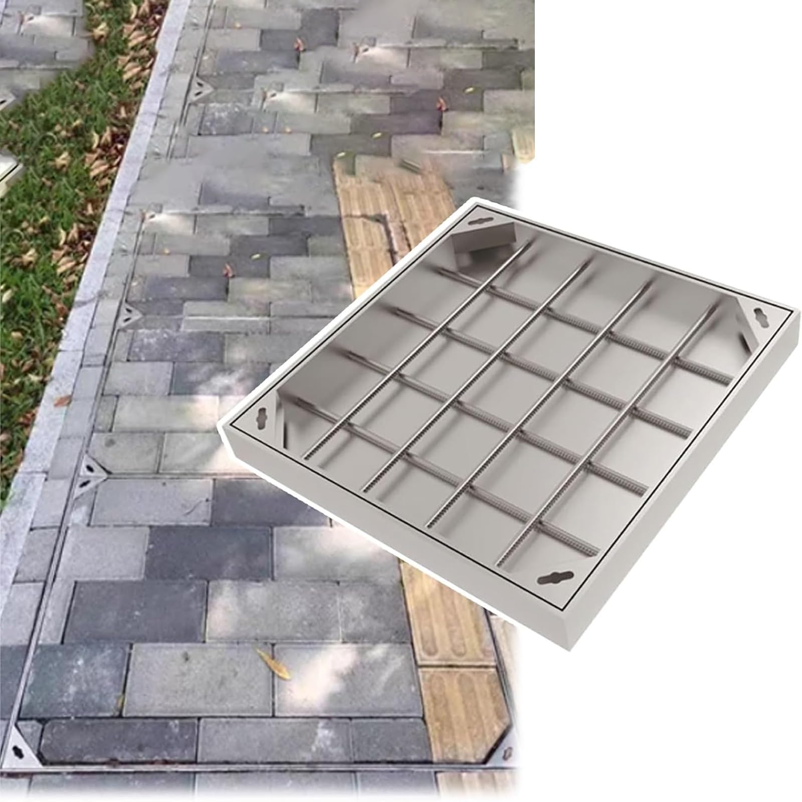 GJMSSMY Recessed Stless Steel Manhole Cover 400x400mmDurable Septic Tank Lid for Grass & Landscape 304 Stless Steel Sewa Basin Cover HeavyDuty & WeatherResistant