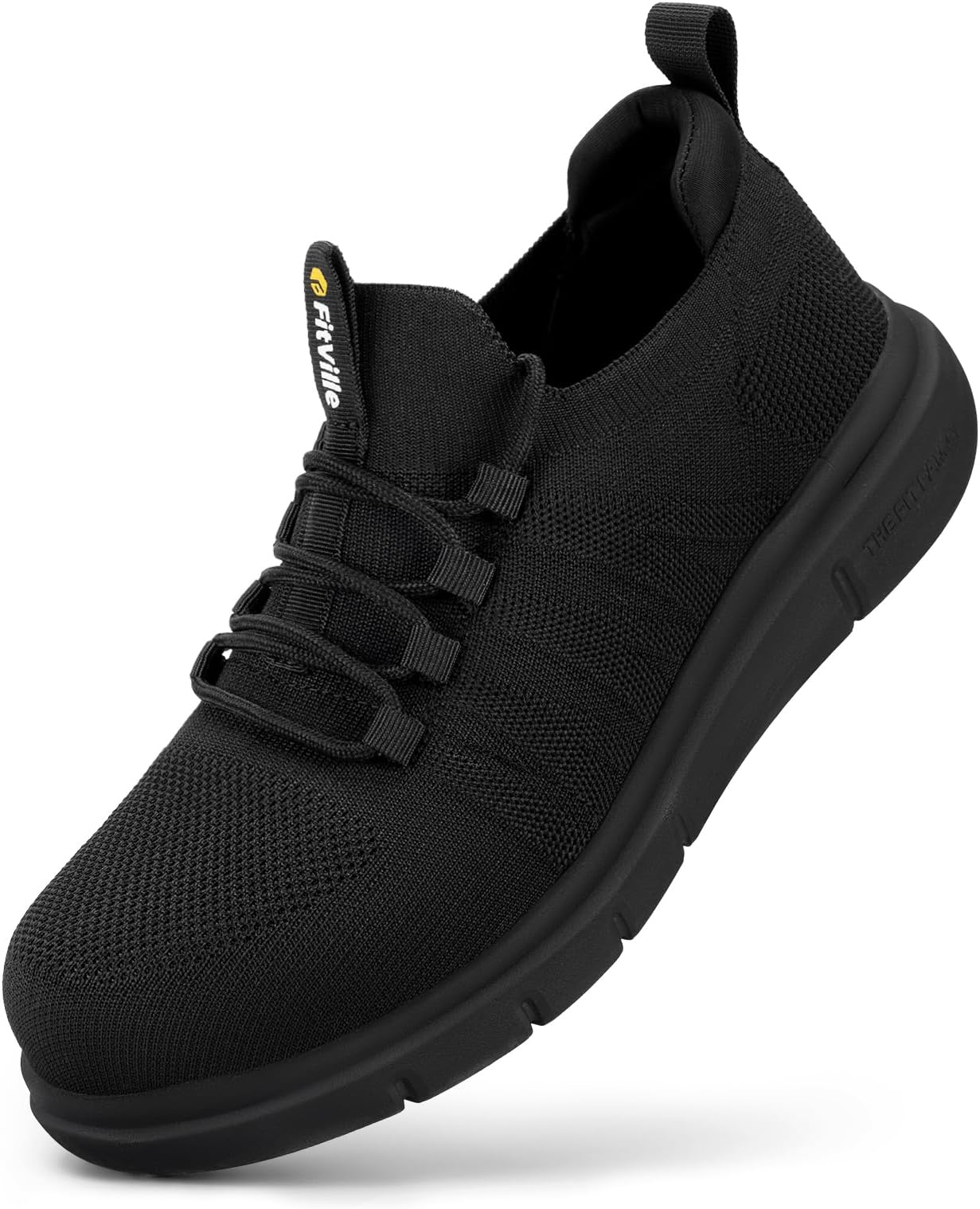 FitVille Slip on Steel Toe Shoes for Men Wide Composite Toe Work Shoes for Men Puncture Proof