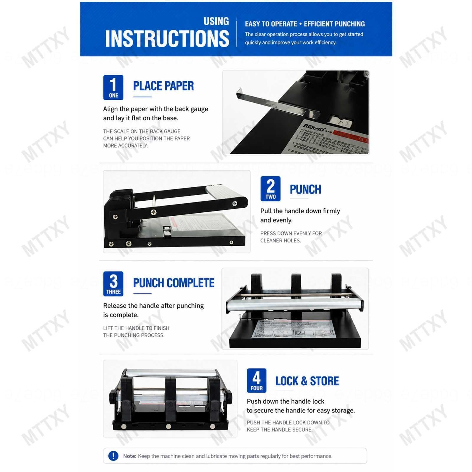 Perforatrice Robusta a 3 o 4 Fori (Capacità 150 Fogli) – Perforatrice Regolabile con Interasse Variabile – Struttura Interamente in Metallo con Leva – Ideale per Ufficio,4-Hole