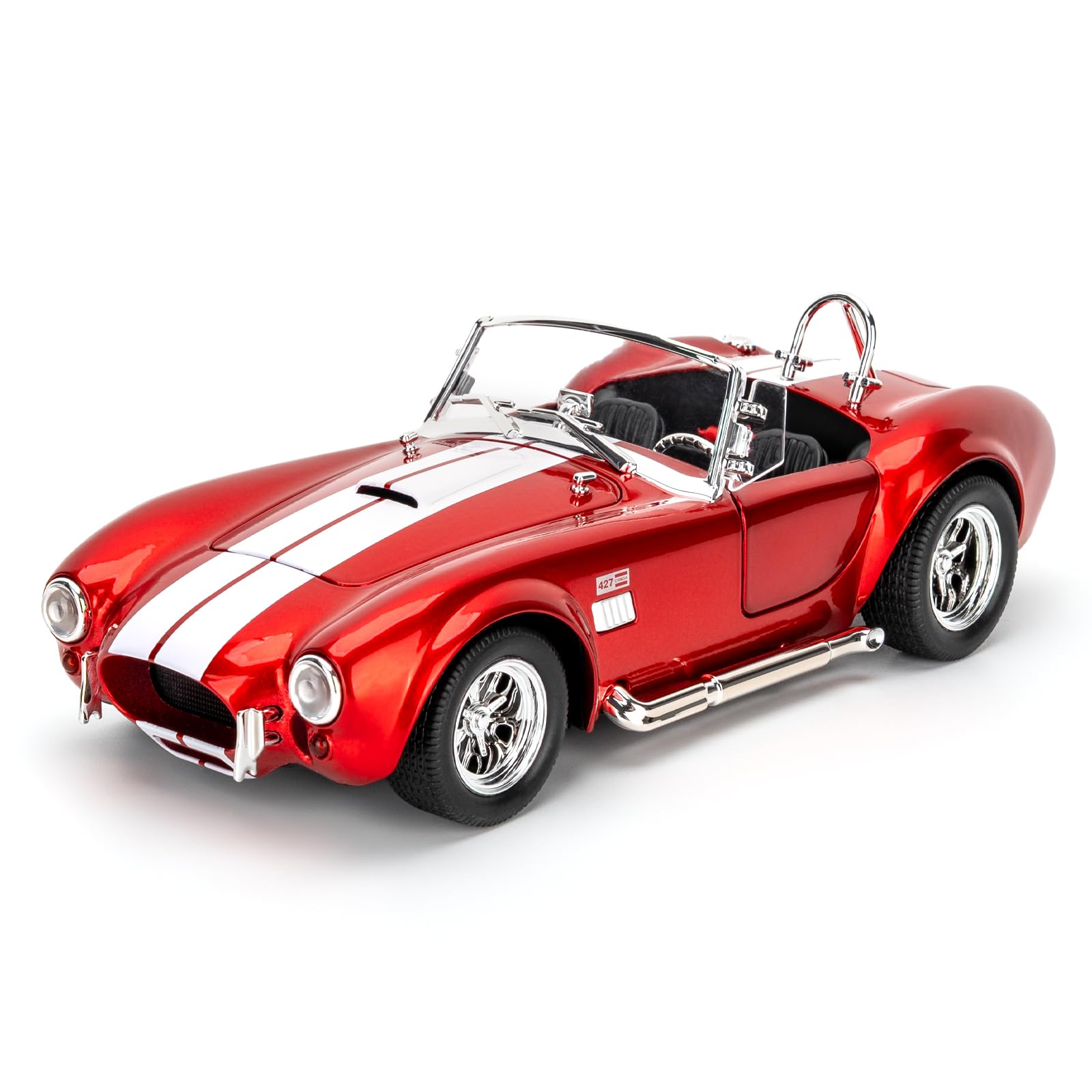 TGRCM-CZ 1/24 Shelby Cobra 427 Model Car, Zinc Alloy Pull Back Vehicles Model Car with Sound and Light for Collectors & Kids 3+ Years Old Birthday Gift(red)