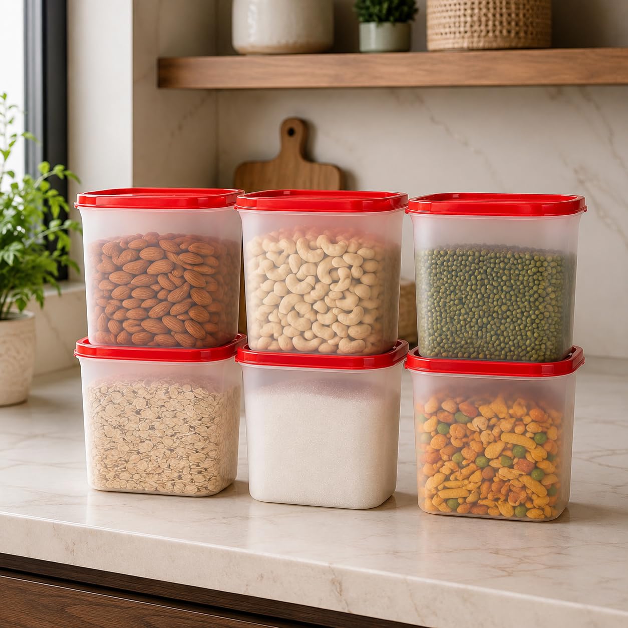 Cutting EDGE 1800ML Modular Storage Container Red Plain Lid (Set of 6) 3