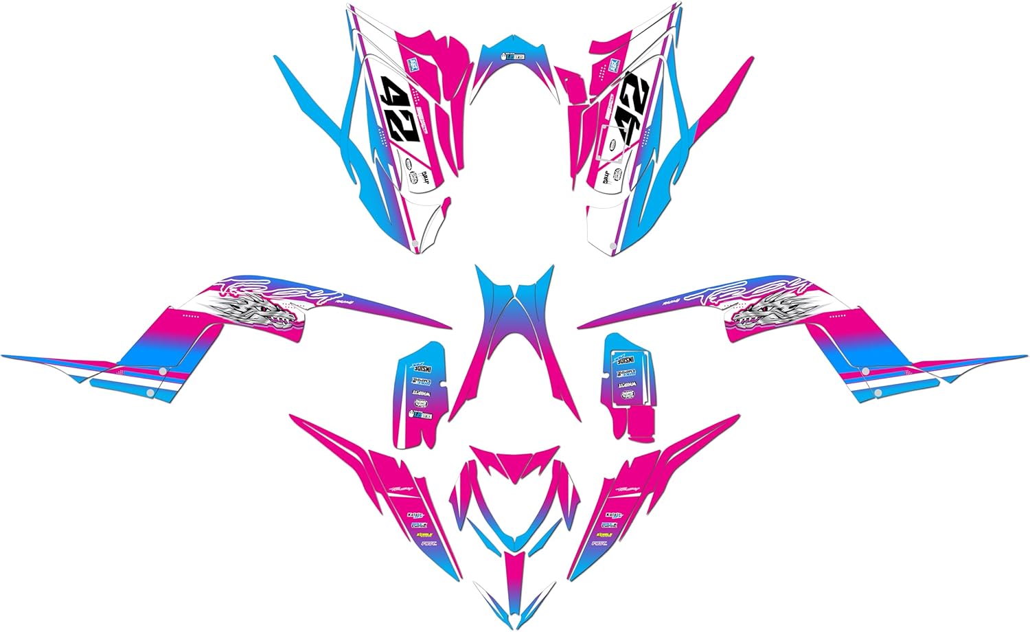 Graphics Kit for Yamaha Raptor 700 (2013+) Blitz Series Blue 21 Mil - Pro Edition - ATV UTV Dirt Bike Stickers, Quad Dirtbike Racing Decal Automotive Motocross Accessories no-Plastics