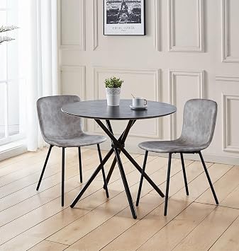 Hallowood Furniture Cullompton 90cm Round Dining Table and Chairs Set 2
