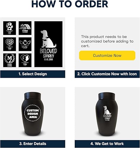 Miniatura 7 de Urna de perro personalizada personalizada con nombre y fecha de perro, urnas de cremación de acero inoxidable para cenizas de perros con cierre