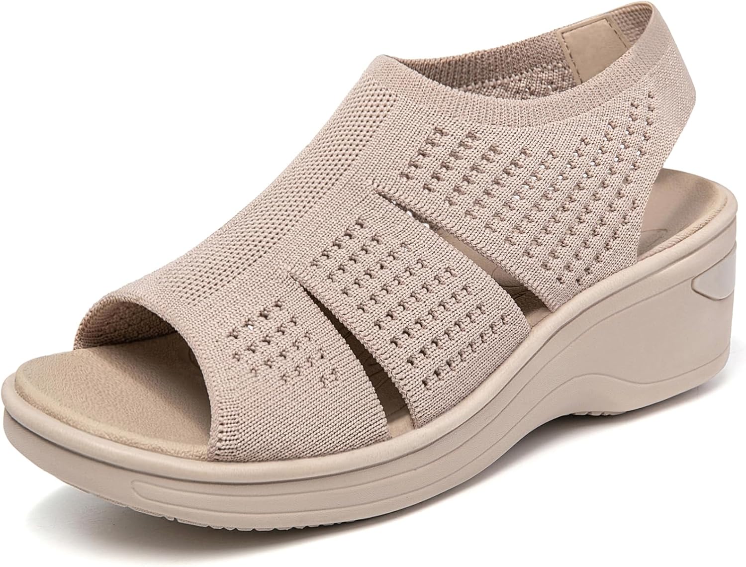 KOIMED Women's Comfortable Platform Walking Sandals With Memory Foam Open Toe Lightweight Breathable Soft Mesh Washable For Summer Travel Casual Beach Outdoor Sport