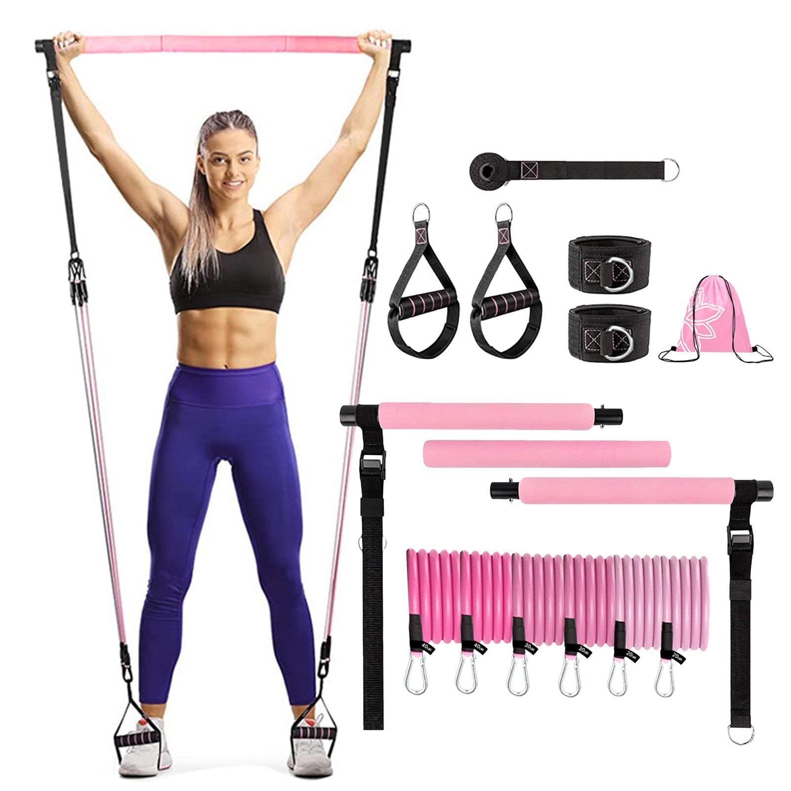 Barra De Entrenamiento Pilates - Kit De Barra De Resistencia Pilates, Conjunto De Barras De Ejercicio Pilates | Equipo De Fitness Pilates con Bandas De Resistencia para Entrenamiento En Casa