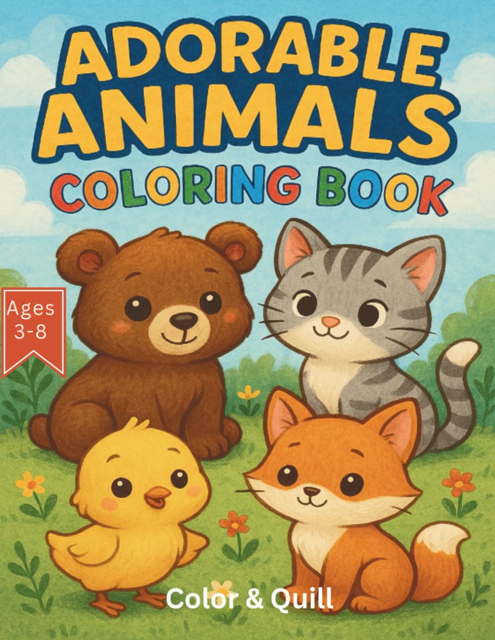 Adorable Animals Coloring Book: Big and Bold Coloring Book For Children Ages 4-8. Large Easy Illustrations. Cute & Funny