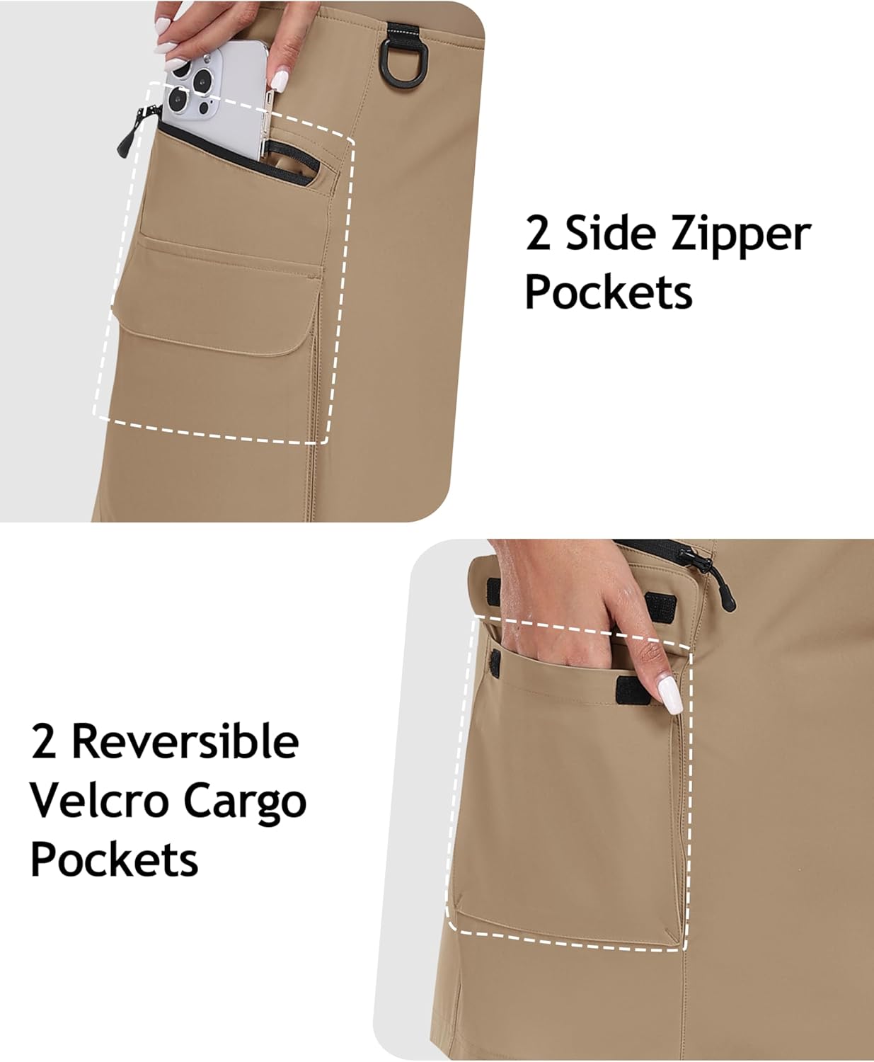 MoFiz Women's 18" Hiking Cargo Skort Athletic Skirt High Waist Golf Dressy Casual Sport Quick Dry Skirt with Zipper Pockets - Image 5