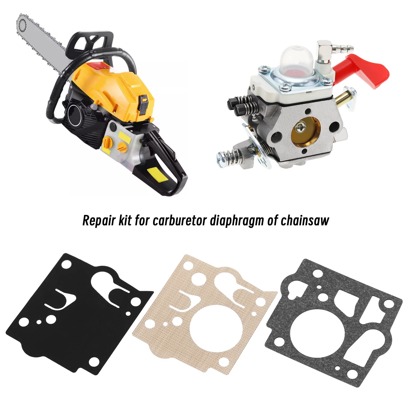 The Lord of the Tools 2 Sets Carburettor Diaphragm Repair Kit Compatible with McCulloch Promac 700/8200/PM10-10 Compatible with Homelite Super XLAO /550/SXL928 Chainsaw K10-SDC - Image 2