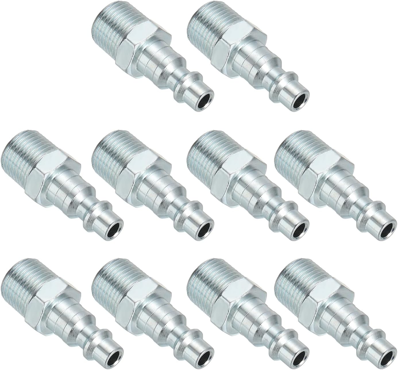 PATIKIL 3/8" Air Fittings Steel, 10Pcs 300PSI Air Male Plug Compressor Connect Fittings for Automotive Industry Air Compressors Mechanical Engineering, Silver