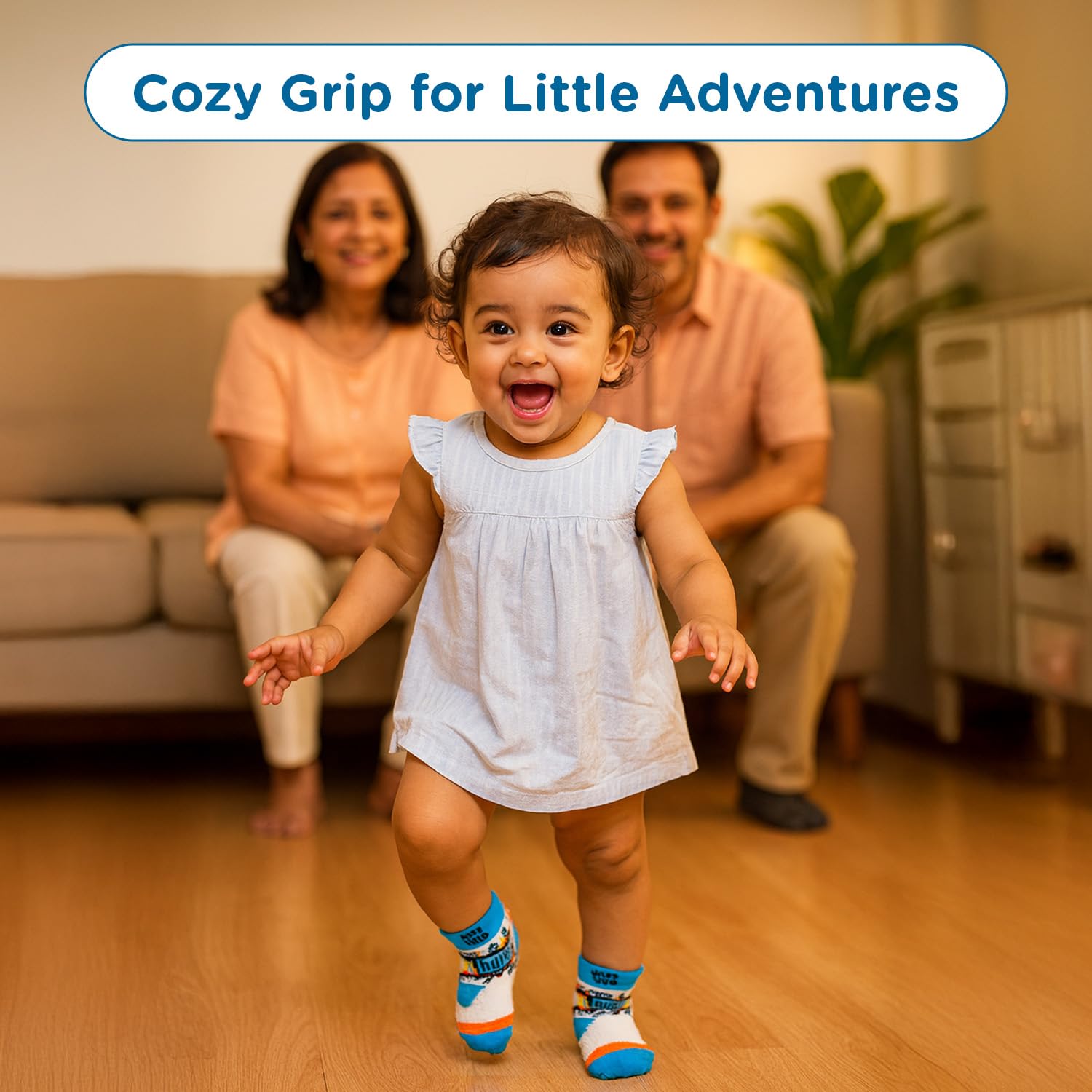 Mee Mee Baby Anti-Skid Non-Slip Socks, Pack of 6 Assorted Prints, Soft Cotton Infant & Toddler Socks for Everyday Protection, Stretchable Cuffs, Breathable, Lightweight, Fade-Resistant 3
