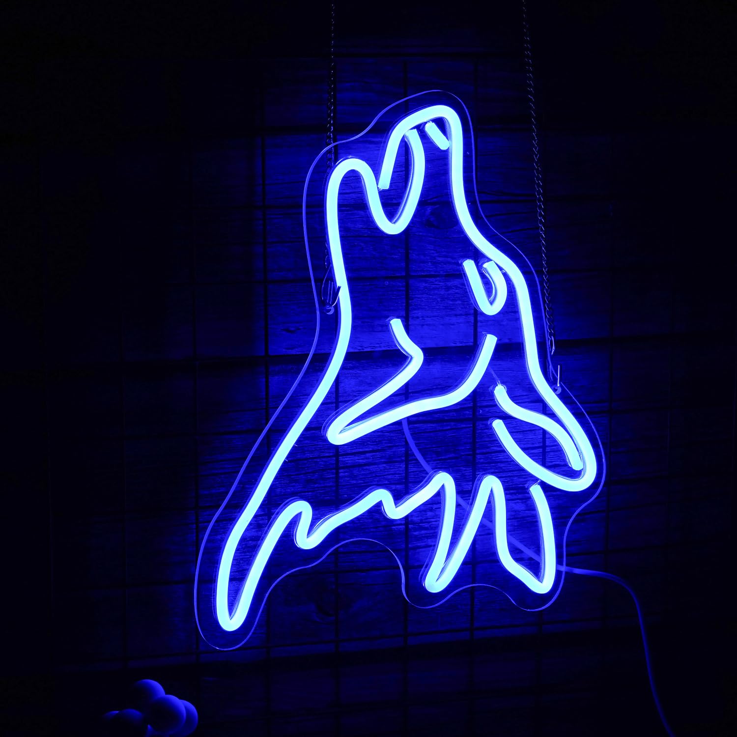 LISIGNVE Letrero de neón de lobo azul LED lindo lobo luces de neón para decoración de pared regulable USB dormitorio luces para habitación de niños decoración del hogar regalos de fiesta de cumpleaños