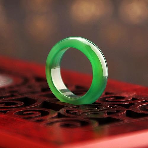 Miniatura 7 de Anillos de jade de cristal verde natural para mujer y hombre, anillo de piedras preciosas de buena suerte, anillos de jade verde, anillo de cinabrio