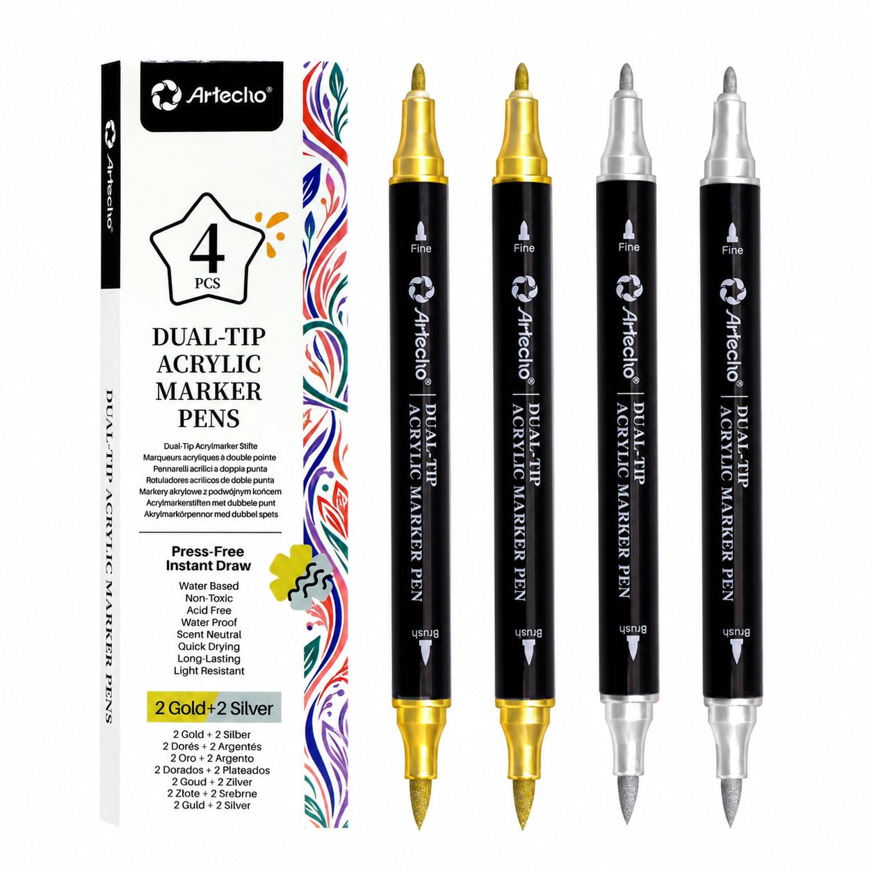 Artecho Acrylic Paint Markers - 72 Colors -12