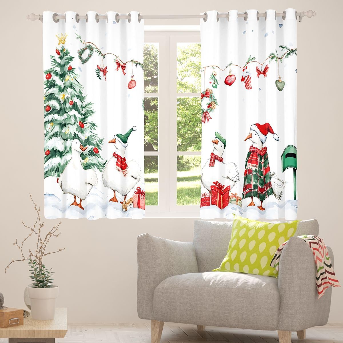 Cartoon Christmas Duck Blackout Window Curtains 2 Panels 42Wx84L image 5