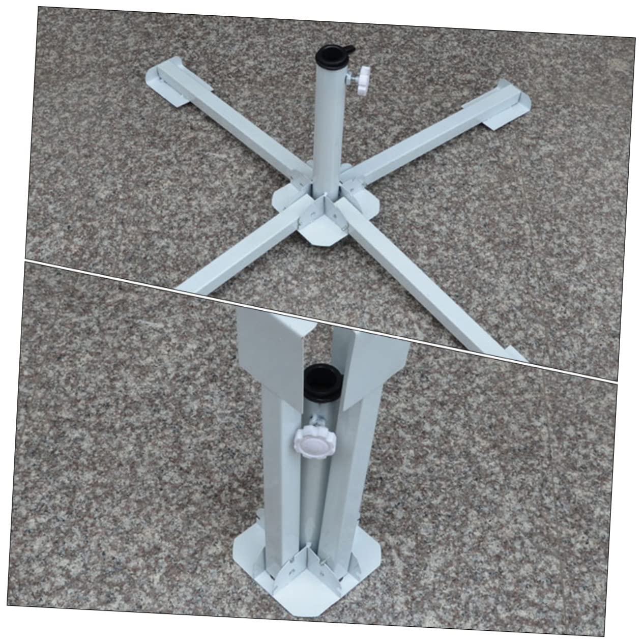 BESTonZON Lot De 2 Supports De Parasol pour Meubles De Jardin Parasol De Jardin Base De Parasol Base De Parasol Pieds De Parasol Grands Et Petits en Acier Blanc
