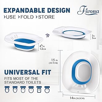 Fivona 4-in-1 Sitz Bath Soak Kit for Hemorrhoids and Postpartum Care 1 Pack of Blend Made of Epsom Salt and Essential Oils Toilet Expandable Seat Storage Bag and Hand Pump for at Home Perineal Soaking